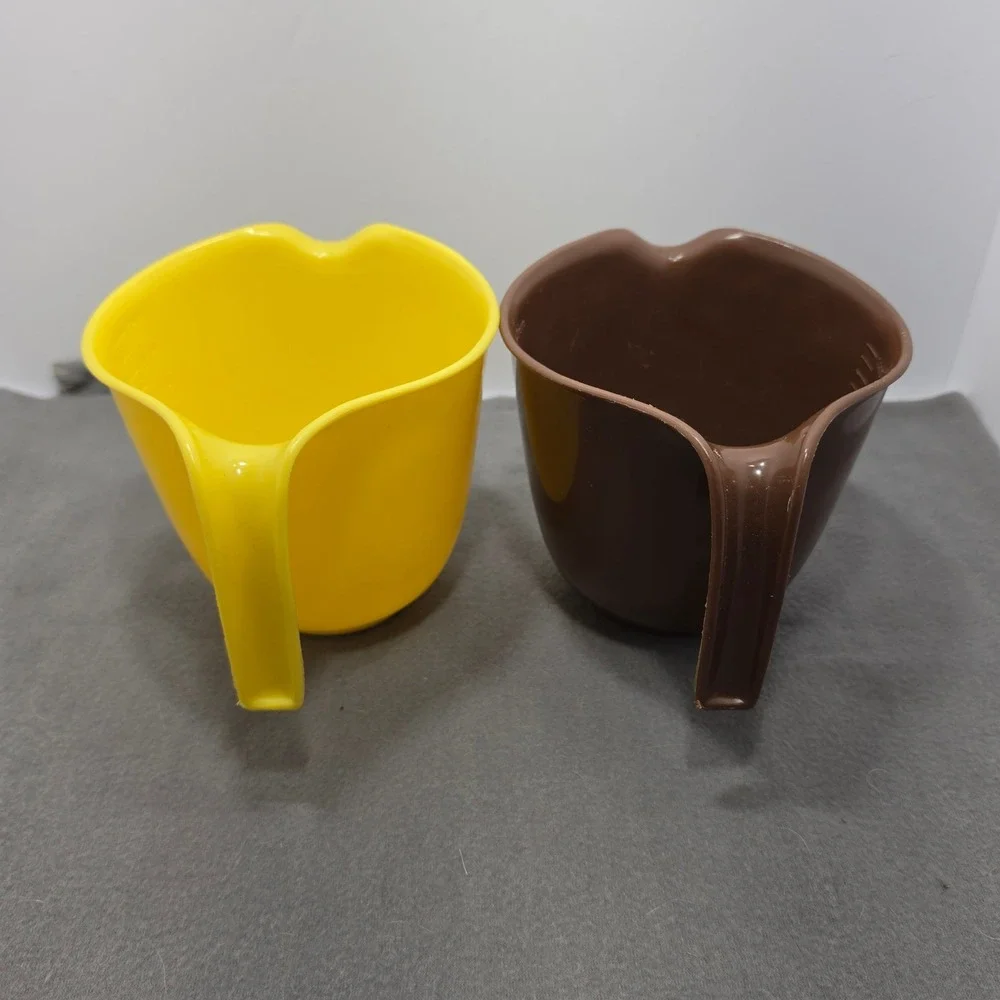 Vintage Tupperware 1.4L Measuring Mixing Pitcher Set Yellow Brown Retro 6 Cup  G